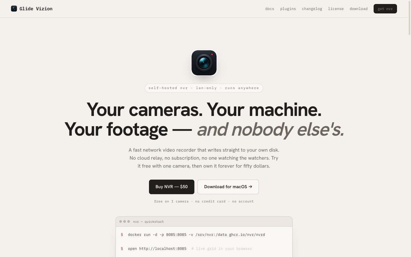 Glide Vizion self-hosted network video recorder